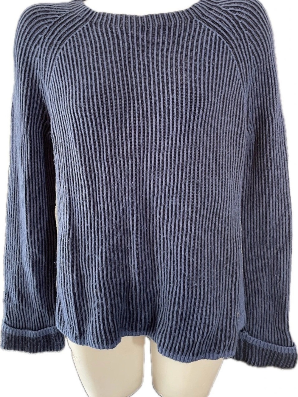Talbots Ribbed Crewneck Sweater Blue Medium